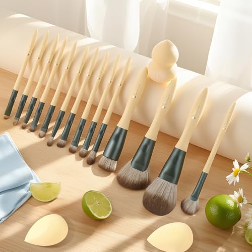 DUcare Makeup Gift Set 18PCS,with 14pcs Makeup Brush Set 3Pcs Makeup Sponges 1PC Cosmetic Bag for Foundation Blending Powder Blush Concealers Eye Shadows