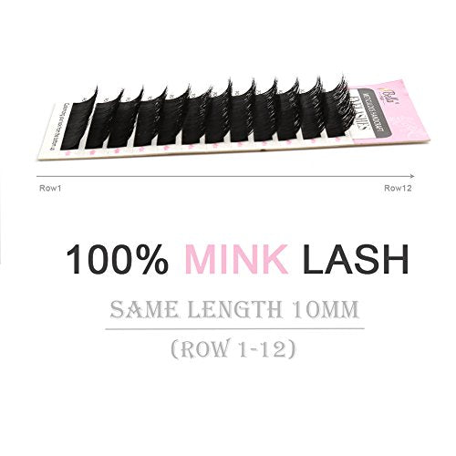 Natural Looking J Curl Siberian Mink Eyelash Extensions Handmade Volume Individual False Lashes Pack Thickness 0.15mm Medium 10mm by Bella Hair