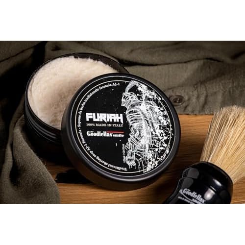The Goodfellas¡¯ Smile FURIAH (Leather & Wood) Italian Shaving Soap ? Premium Tallow-Based Wet Shaving Soap for Razor Glide, Brush Lather & Bold Scented Grooming