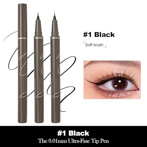 Ultra Fine Liquid Eyeliner Pencils- Slim Felt Tip for Precise Eye Lines, Waterproof, Smudge Proof & Quick-Drying, Winged Liner and Inner Corner. Long Lasting All Day Makeup, Smooth & Lightweight.