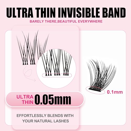 Flare Lashes With Invisible Band DiyNatural Eyelash Extension Kit Bond SealEyelash Glue and Lash Remover Beginner FriendlyIndividual Lashes Waterproof and Long lastingMakeup