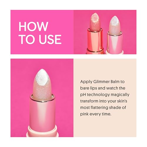 Winky Lux Unicorn Glimmer Balm -Hydrating ph Lip Balm, Natural Pink Tint with pH Color Changing, Moisturize & Soften Lips While Leaving Sheer Pink Tint, with Vanilla Scent