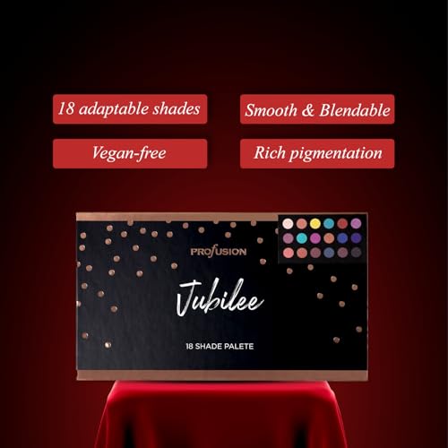 Profusion Cosmetics Jubilee 18-Shade Eyeshadow Palette ? Highly Pigmented with Multi-Finish Formula, Neutral Blendable Tones for Vibrant Day-to-Night Looks