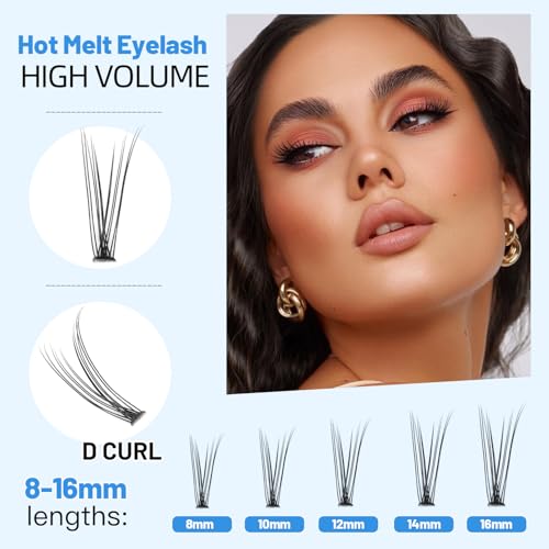 Bodermincer 120pcs 0.10mm Thickness Handmade Fish Tail False Lahses Thick Natural Long Black Individual False Eyelashes Fake Eye Lashes Extensions Makeup Tool (10mm)
