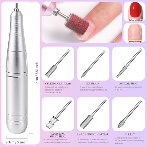 Kylara Electric Nail Drill Professional,45000RPM Portable Nail Drill Kit Cordless E Filer for Acrylic Gel Nails Polishing Removing with LED Display,Low Noise Electric Nail File for Salon&Home