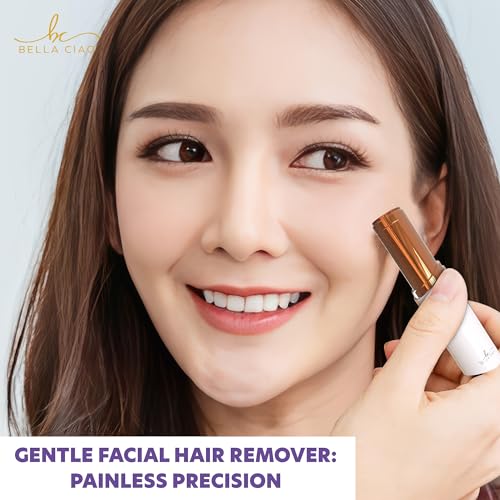 Bella Ciao Facial Hair Removal for Women Device, White | Precise, Gentle Beauty & Personal Care Products for Ladies | Flawless Touch Facial Hair Remover for Women w/LED Light | Face Razors