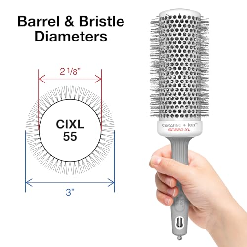 Olivia Garden Ceramic + Ion Speed XL - Extra-Long Round Thermal Hair Brush - Not Electrical - Professional Blowout Brush for Normal to Thick Hair