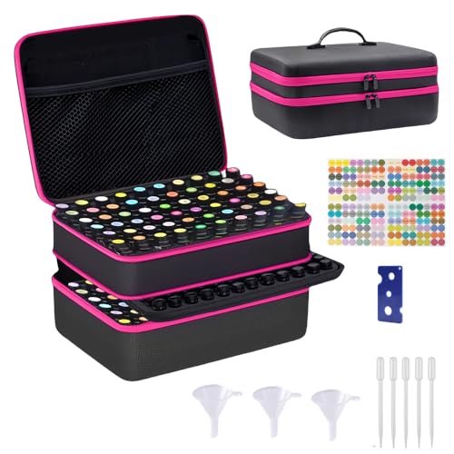 Essential Oil Storage Box, Hard Shell Case for 1-15ml Bottles, Black and Purple (127, pink)