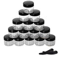 Refillable Cosmetic Sample Jars - 100 Pack 15g (0.5oz) Black Small Travel Containers with Lids + 10 Mini Makeup Spatulas - BPA Free