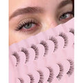 Jiocolor Cat Eye Lashes Wispy Fake Lashes C Curl Strip Lashes Natural Look Short Eyelashes Clear Band False Eyelashes 7 Pairs Pack ZT20