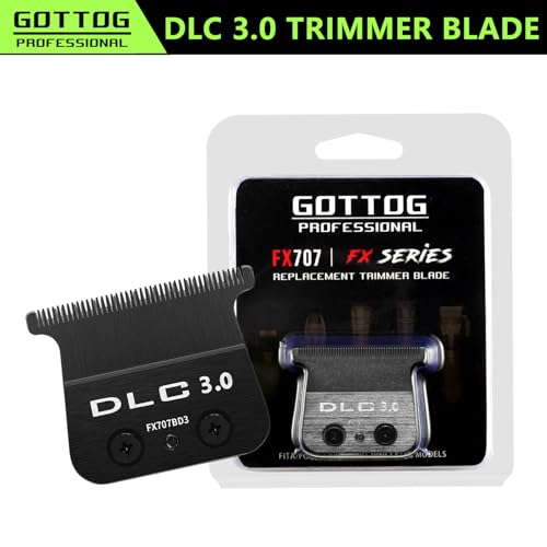 DLC 3.0 Replacement Blades for All FX787 & FX726 Trimmers, GOTTOG Zero-Gapped Replacement Blades Compatible with Barberology Trimmer Blades (FX707BD3) - Black