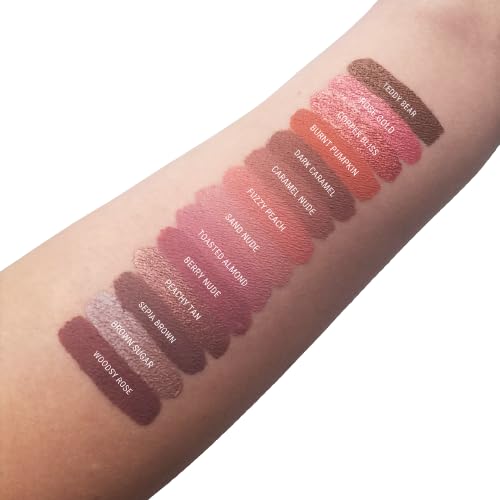 Aromi Peach Matte Liquid Lipstick | Peachy Nude Lip Color, Pink Caramel, Vegan, Cruelty-free, Long-Lasting, Kiss Proof, Handmade (Fuzzy Peach)