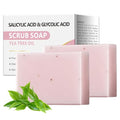 Salicylic Acid Scrub Soap, Face Bath Soap Bar with Glycolic Acid Tea Tree, Exfoliating Face Body Wash for Women & Men Anti-blemish Acne Strawberry Legs Ingrown Hair Keratosis Pilaris 200g/7OZ
