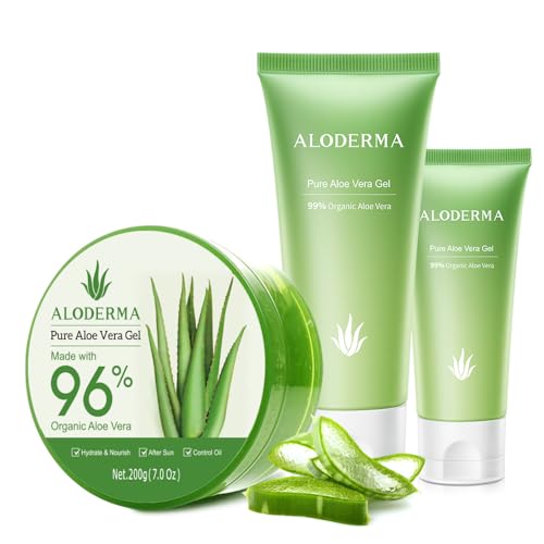 All Purpose Aloe Vera Gels Set - 4 Pack - 200g Aloe Vera Gel, 114g Aloe Gel x 2pcs & 45g Aloe Vera Gel Travel Size