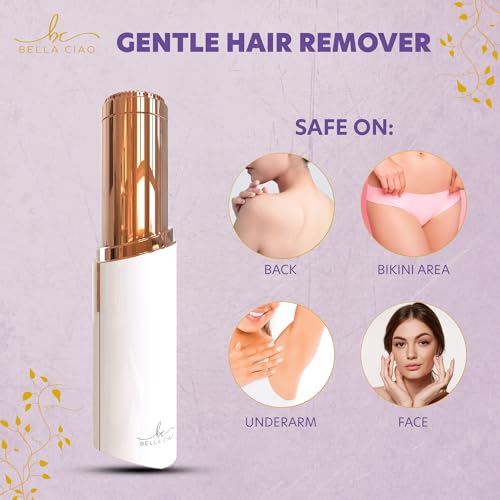 Bella Ciao Facial Hair Removal for Women Device, White | Precise, Gentle Beauty & Personal Care Products for Ladies | Flawless Touch Facial Hair Remover for Women w/LED Light | Face Razors