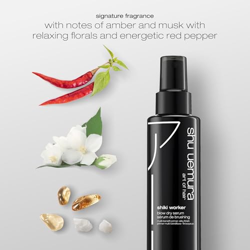 shu uemura art of hair Shiki Worker Multi-Benefit Hair Primer - Shine & Straightening Primer, Reduces Frizz and Smooths Texture, For Air-Drying and Blowouts, 5 Fl Oz