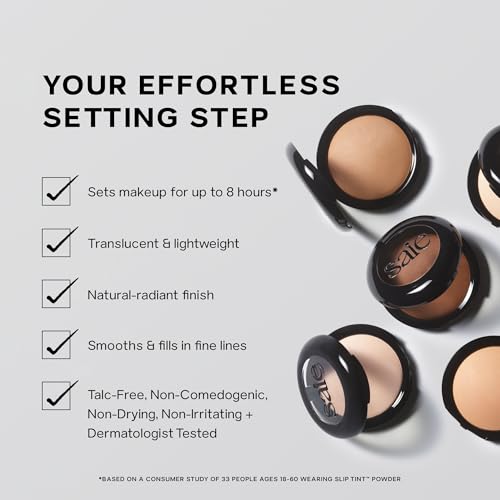 Saie Slip Tint Baked Setting Powder - Translucent Powder for Face Makeup with a Natural-Radiant Finish - Blurs, Brightens & Smooths Complexion - Translucent 2 - Light to Medium (0.24 oz)