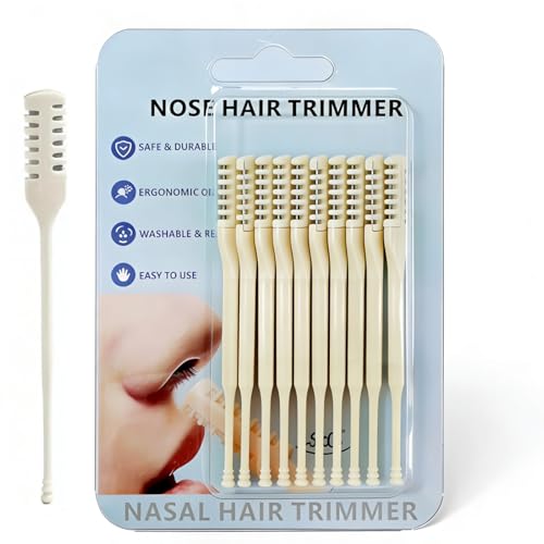 10 Pcs 2-in-1 Nasal Cutter, Upgrade Double Sided Nose Knife, 360 Nostril Hair Remover Tool, Trimmer for Men, Women, Soft Cleaning Brush