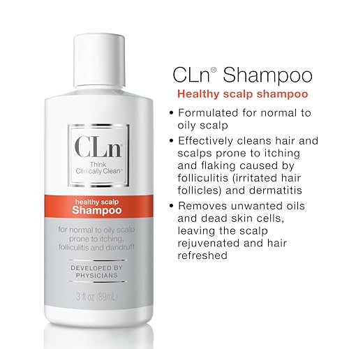 CLn Shampoo with Salicylic Acid ? 3 fl oz, Clarifying Anti Dandruff Shampoo for Oily Hair, Itchy or Flaky Scalp Prone to Dandruff, Folliculitis & Seborrheic Dermatitis, Hypoallergenic Formula