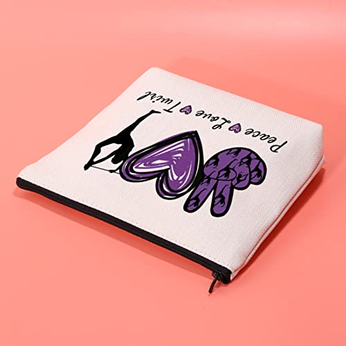 JXGZSO Baton Twirling Gift Peace Love Twirl Cosmetic Bag Baton Gifts For Women Baton Gymnast Makeup Bag Twirling Lover Gift
