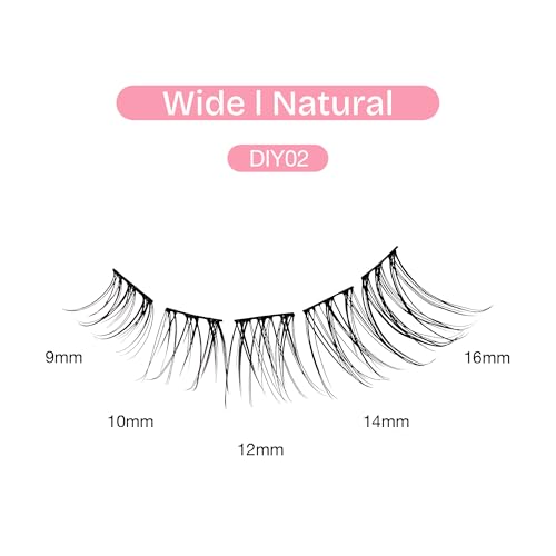 Broadway Lash Clusters, 9-16mm 70 pcs Assorted Natural Wispy False Eyelashes, Customizable DIY Individual Lash Extensions for Beginners, Lightweight & Comfortable Wide Band, Great for Everyday Glam