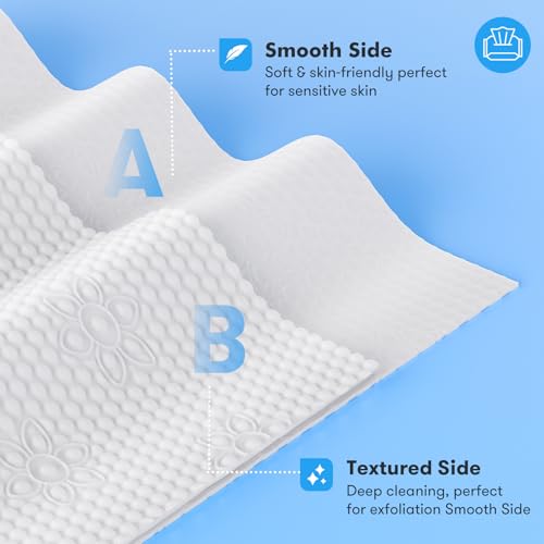 Disposable Face Towel, XL Facial Towelettes Soft Thick Absorbent, Lint-Free Biodegradable Makeup Remover Dry Wipes for Skin Care Washing Drying Nursing Camping Travel Essentials, 100 Ct