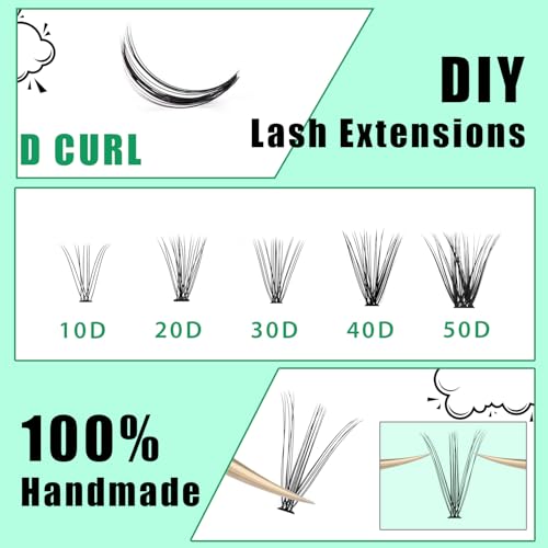 Bodermincer Black Cluster Lashes 240pcs 20D/40D DIY Eyelash Extension D Curl Long Individual Lashes Mixed Tray Faux Mink Lash Clusters Extensions 8-22mm (20D-12mm)