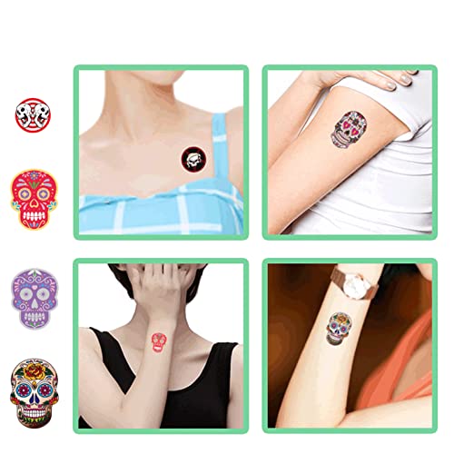 Day of the Dead Sugar Skull Tattoos(156PCS),Halloween Temporary Face Tattoos Sugar Skull Skeleton Tattoo for Boys Girls Halloween Party Favor Supplies