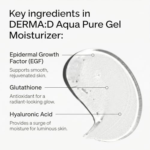 Oil-Free Water Gel Moisturizer for Oily & Sensitive Skin ? Lightweight Korean Hydrating Gel with Hyaluronic Acid & Glutathione, Fast Absorbing & Non-Greasy, 3.38 fl.oz