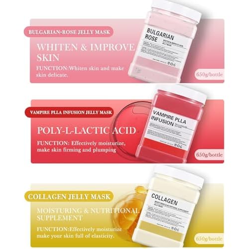 Red Jelly Face Mask Peel Off Powder 650g Moisturizing and Hydrating Repair and Smooth Skin Care for Home Spa Salon (Vampire)
