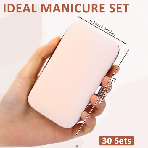Lasnten 30 Sets Manicure Kit Nail Set Gifts Bulk Nail Clippers and Beauty Tools Portable Set Stainless Steel Manicure Beauty Pedicure Tool Kit for Women's Day