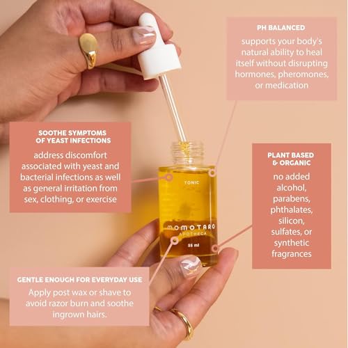 Momotaro Apotheca Tonic Bath + Body Oil Concentrate and spot treatment - For Discomfort from BV & Yeast Infection Support, Razor Burn, & Ingrown Hairs with soothing Jojoba oil base - 55 ml | 1.9 fl oz