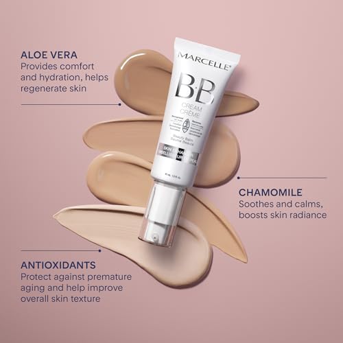 Marcelle BB Cream Beauty Balm, Light to Medium, Tinted Moisturizer, Skin Enhancer, Lightweight, Hydrating, Hypoallergenic, Non-Comedogenic, Fragrance-Free, Paraben-Free, Oil-Free, Cruelty-Free, 45 mL