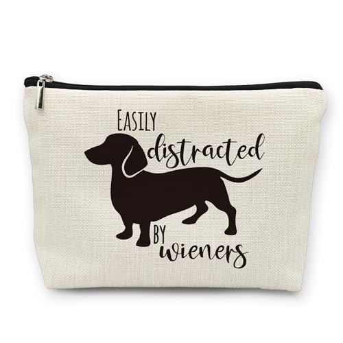 Huester Dachshund Wiener Dog Makeup Bag, Cosmetic Pouch for Dachshund Lovers, Travel Size, Women, Girls