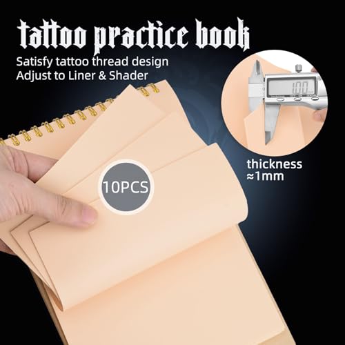 Tattoo Practice Skin Flipbook, 10 Sheets of 1MM Silicone Skin,Tradictonal Tattoo Training Journal, Portable & Reusable for DIY Artists, Premium Material, Original Tattoo Skin Book