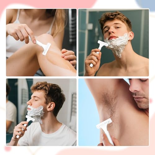 Disposable Razors in Bulk, Bulk Razors with Knife Cap, Individually Packaged Disposable Razors Bulk with Shaving Cream for Hotels, Shelters, Homeless, Nursing Homes, Charities, White (30)
