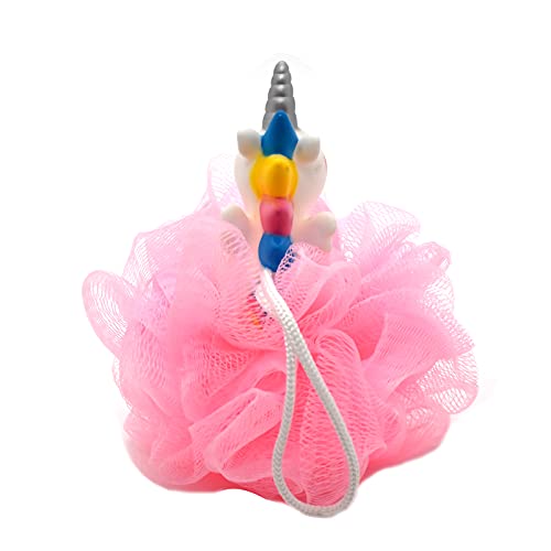 Cute Unicorn Kids Bath Loofahs Balls for Baby Girls Boys Mesh Shower Ball Pouf Exfoliating Bath Sponge Body Cleaner Bath Accessories
