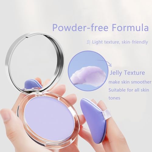 Matte Foundation Powder, Jelly Setting Powder with Mini Puff, Powder-free Oil Control Face Pressed Powder Creates Long-Lasting Silky Blurring Waterproof Makeup