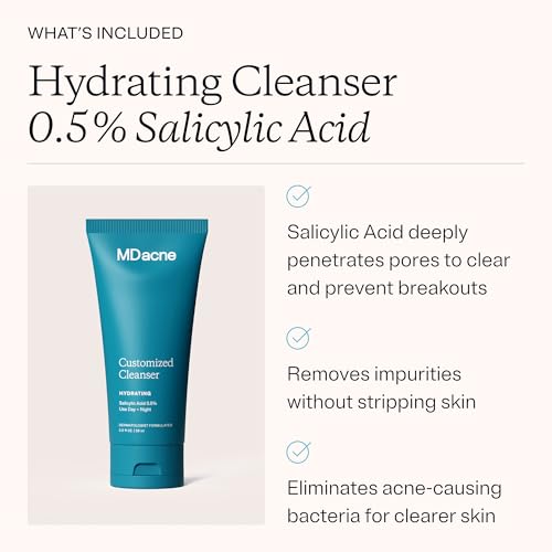 MDacne 3 Step Face Acne Treatment Kit, Benzoyl Peroxide Cream 2.5%, Salicylic Acid Cleanser, Niacinamide Moisturizer ? Medicated Plant-Based Skincare for Adult & Teen Acne, 60 Day Kit