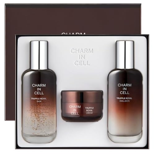 CHARMZONE Truffle Royal Anti-Aging Skincare Set ? Korean 3-Piece Set with Toner (3.72 fl oz), Emulsion (3.72 fl oz) & Cream (1.69 fl oz) for Wrinkles, Firming, Radiance