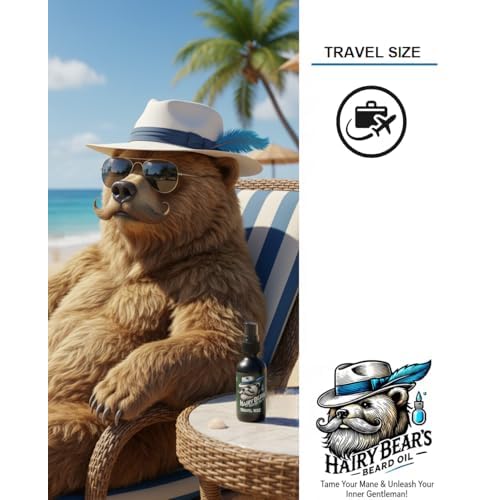 Hairy Bear¡¯s Beard Conditioning Oil ? Sandalwood | Organic Castor & Jojoba | Non-Greasy Beard Conditioner | 2 fl oz Pump Glass Bottle