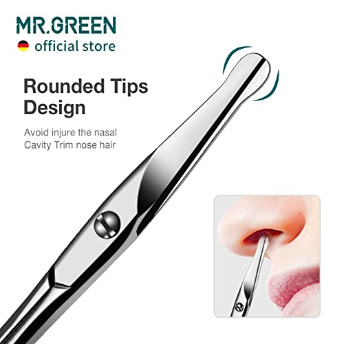MR.GREEN Facial Hair Scissors Rounded Nose Hair Scissors Stainless Steel Mustache Beard Eyebrows Eyelashes Trimming Clippers (Mr-2002)