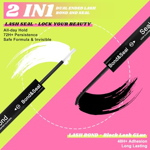 Lash Clusters Kit with Spikes Lashes Clusters Wispy 60D+80D+100D+200D Manga Eyelash Clusters D Curl 456PCS Cluster Eyelash Extensions Volume 12-18mm Individual Anime Lashes Kit Bond&Seal by WiWiLINK