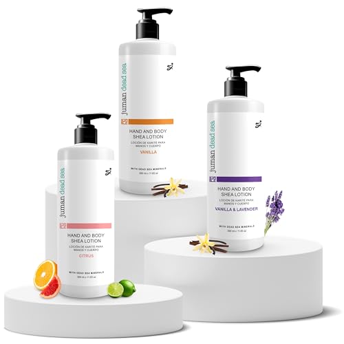 JUMAN Dead Sea Minerals Moisturizing Body Lotion Trio | Fast Absorbing & Non-Greasy | Hydrating Moisturizer with Shea, Cocoa Butter & Sweet Almond Oil | Skin Moisturizer for Women & Men