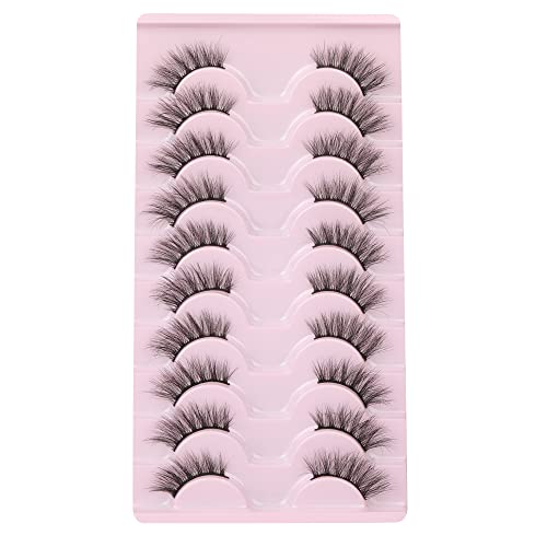 wiwoseo Half Eyelashes False Eyelashes Half Lashes Strip Natural Wispy Lashes Natural Look 14MM Eyelashes 10 Pairs Pack