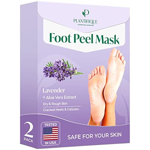 PLANTIFIQUE Foot Peeling Mask - 4 pack Dermatologically Tested to Repair Heels & Remove Dead Skin for Baby Soft Feet - Exfoliating Peel Mask for Cracked Feet