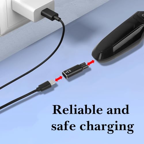 Linkidea 2 Pack 15V Type-C Shaver Adapter, O Blade Charging Converter Head, USB-C Razor Charger Converter Fit for Electric Trimmer HQ8505 7000 5000 3000 Series, QP6520 QP6530 QP6510 (Black), RAC39-04