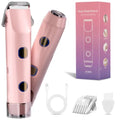 2-in-1 Bikini Trimmer for Women, Bikini Shaver with Dual Heads, Body and Facial Hair Removal, Cordless Rechargeable Electric Razors for Face Chin Pubic Underarm Legs, IPX7 Waterproof, Pink