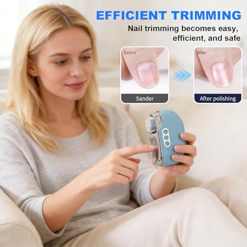 Electric Nail Clipper, 3 Speed Electric Nail Clippers for Seniors & Adults, Baby Electric Nail Trimmer with Light & Clip Storage, USB Electric Automatic Nail Clipper for Fingernail (Black)