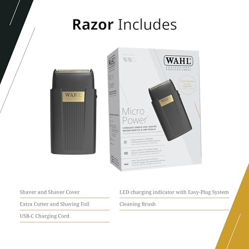 Wahl Professional Micro Power Shaver, Cordless Ultra-Close Finishing Foil for Precision Grooming, 2 Hour Runtime